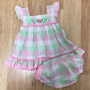 Petit Ami Seersucker Watermelon Set